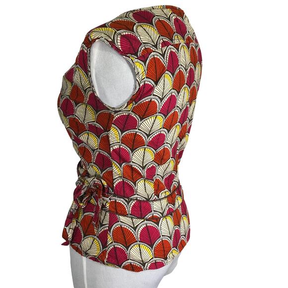 H&M Women's Bold Bright Print V-Neck Wrap Blouse Top SIZE 6 - Picture 4 of 8